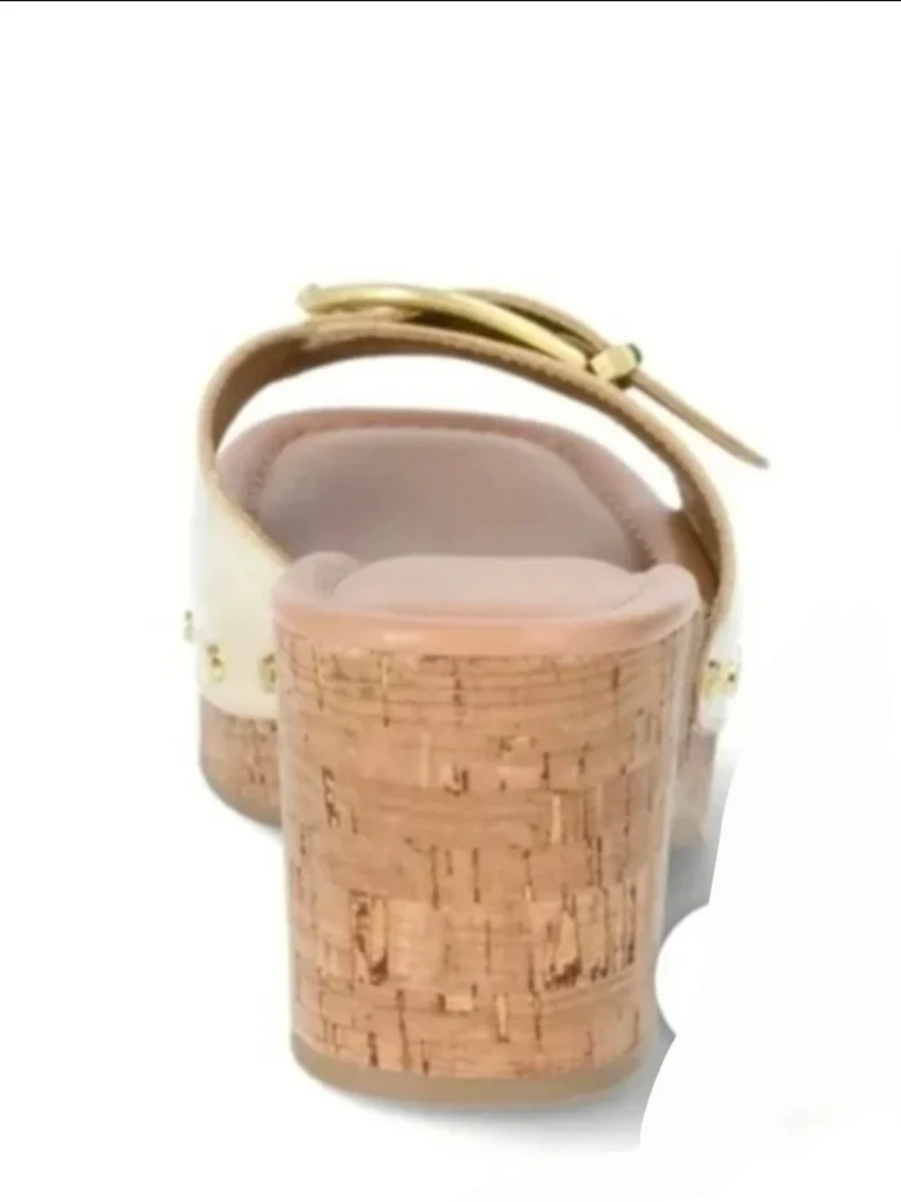 Time and Tru Women's Buckle Cork Platform Sandals In Metallic Gold NWT Size 7.5